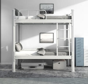 Hot verkopende Amerikaanse stijl stapelbed (tweepersoons/full <span class=keywords><strong>size</strong></span>), ruimtebesparend metalen frame met opbergruimte voor slaapkamer of school - Product Image 2