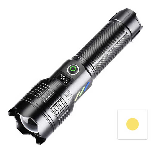 Strong Light Zoom High Lumens Linterna Lantern Digital Display Rechargeable White Led Torch Light Tactical Flashlight