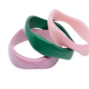 Irregular Resin Bangle Sculpture <b>Bracelet</b> Stylish Artistic Fashion Pink Green Colorful Minimalist Design Collectible Decor - Product Image 2