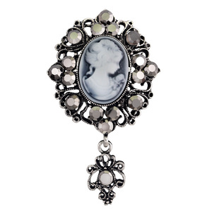 Broche pendentif pour femme, style <span class=keywords><strong>victorien</strong></span>, en cristal, pour mariage et fête, broche vintage, beauté de la tête - Product Image 3