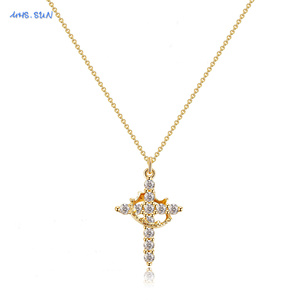 Cubic Zircon Rotatable <strong>Crown</strong> Cross <strong>Pendant</strong> <strong>Necklaces</strong> for Women Men Classic Stainless Steel Chain Banquet Party Jewelry Gift - Product Image 1
