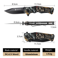 Couteau de poche pliable à lame en acier inoxydable avec logo personnalisé, fabrication OEM, ouverture par bouton, pour la chasse, le camping et les activités de plein air