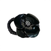 Élastique à cheveux en velours camélia en acétate, style bijou, pour queue de cheval, populaire en Europe et en Amérique, fait main