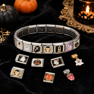 Wholesale Trendy Italian Charm <b>Bracelet</b> Gothic Christian Halloween Tombstone Cross Ghost Link Owl Gun 9mm Stainless Steel - Product Image 3