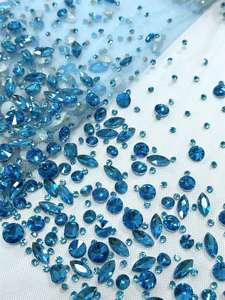 בד תחרה רקום לא סדיר עם אבני חן, בעבודת יד, יוקרתי, למכירה חמה בשנת <span class=keywords><strong>2026</strong></span>, לחומרי שמלות כלה וערב. - Product Image 5