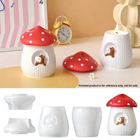 Nouvelles Idées Moule en silicone DIY pour maison de champignons écureuil, pot de rangement, coupelle pour bougie parfumée, ornement de maison, moule à gâteau en silicone pour plâtre