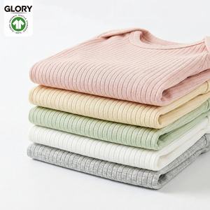 Ropa de Bebé Personalizada OEM, Mono de Algodón y Elastano, Liso, con Broches en la Parte Inferior, Ropa de Bebé de una Pieza, Body de Manga Corta con Nervaduras - Product Image 1