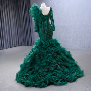 Janc ember Elegante grüne Schnürung Rüschen Abend <span class=keywords><strong>Prom</strong></span> Abendkleider - Product Image 2