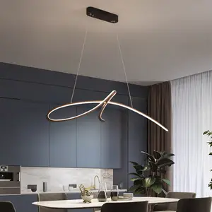 סלון Led נברשת נורדי אוכל חדר מטבח תליית מנורות מקורה עיצוב הבית מודרני שחור תליון אור