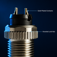 Connecteur mâle M12 à code A avec écrou moleté à verrouillage, montage sur panneau fileté, pour équipement d'automatisation – Vente directe usine