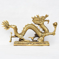 Cadeaux et artisanat, décoration intérieure, statue en laiton Feng Shui, figurine de dragon chinois antique, électro-plaquée