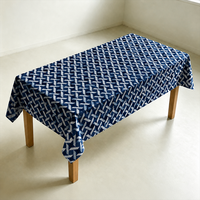 Nappe en PEVA motif diamant bleu marine et blanc, 90 x 132 pouces, imperméable, rectangulaire, en plastique, pour dîner de Noël