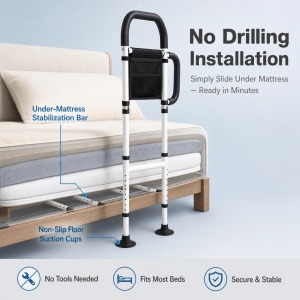 Adjustable Bedside Rail for Elderly Disabled | Foldable Safety Support KDB Health - Product Image 2
