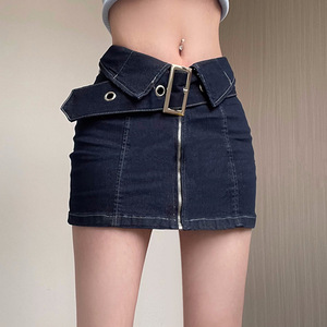 <span class=keywords><strong>Minifalda</strong></span> <span class=keywords><strong>corta</strong></span> de tela vaquera <span class=keywords><strong>con</strong></span> cinturón para mujer, <span class=keywords><strong>minifalda</strong></span> <span class=keywords><strong>con</strong></span> cremallera azul, Y2K - Product Image 4
