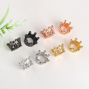 Crown Spacer <b>Beads</b> Micro <b>Set</b> Cubic Zirconia DIY Jewelry Accessories For Bracelet Necklace Making 18K Gold Silver Rose Gold Black - Product Image 3