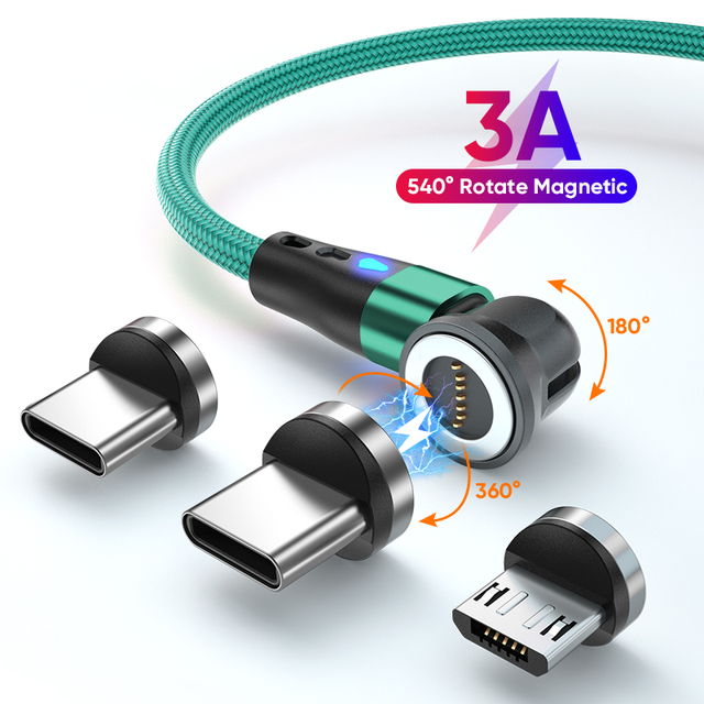 2024 7pin Model 3A Fast Charging 3in1 Magnetic USB Charging Data Cable Type c Micro Mobile Phones Accessories Data Cables