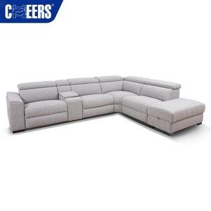 MANWAH-sofá seccional eléctrico de Tela Gris, sillón Reclinable con otomana y reposacabezas ajustable - Product Image 2
