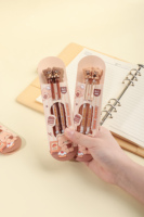 KUKI Cute Bear Baking – Stylo gel marron clair et foncé, lot de 2 – Papeterie Kawaii pour étudiants, style dessin animé