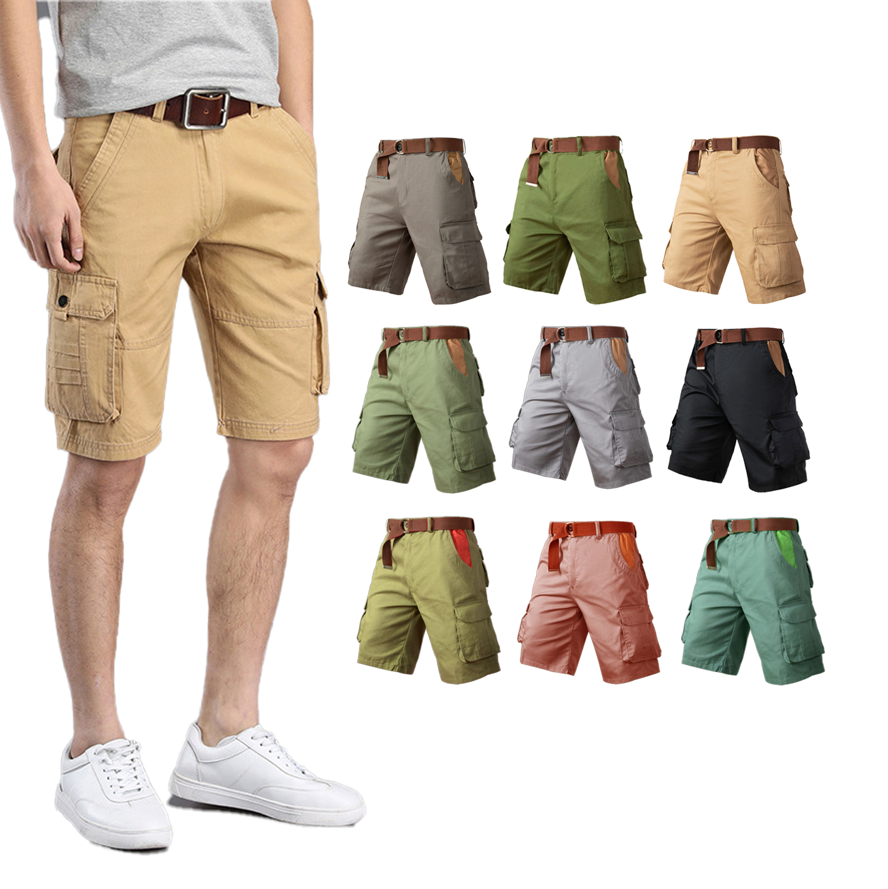 Short Multi-poches Short Cargo Homme été - Sport Décontracté Avec 6 Poches Short Trail Running