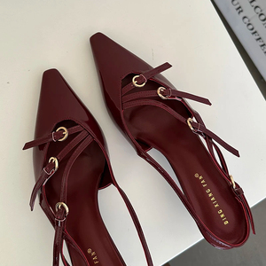 2025 Spring/Summer Women's Pump High Heels New Pointed Stiletto with Buckle Single Shoes Design Rear Top Sandals - Product Image 5