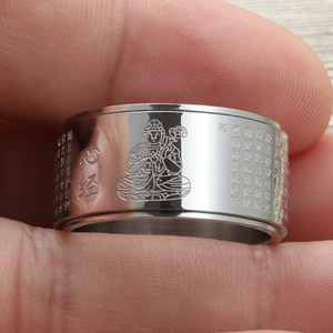 Stainless Steel Buddhist Scripture <b>Ring</b> Unisex Retro Punk Style Letter Pattern Gift Jewelry 27052 - Product Image 3