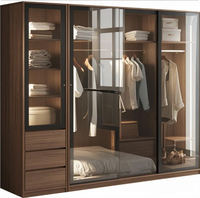Armoire de chambre à coucher moderne convertible en bois massif de luxe avec éclairage LED, finition stratifiée, design autoportant pour maison et hôtel