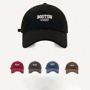 Gorra de Béisbol de Pana con 6 Paneles, Personalizada con Bordado Original del Logotipo de Boston, Letra Común, Estilo Dad Hat, Venta al Por Mayor - Product Image 1