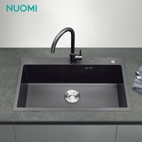 Évier de cuisine personnalisé NUOMI SN en métal, lavabo unique, évier de cuisine industriel en acier inoxydable 304 à cuve unique