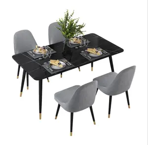 Moderne Hoge Kwaliteit Marmer Dining Set Restaurant Eettafel Set 4 Zits