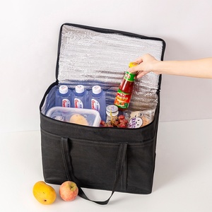 Lightweight outdoor plain color no woven aluminum <span class=keywords><strong>film</strong></span> large handle big insulated picnic tote food cooler bag - Product Image 5