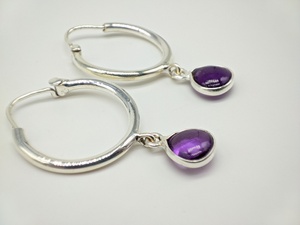 Pendientes de Plata de Ley 925 Hechos a Mano con Amatista Natural, Pendientes Colgantes de Moda Boho para Mujer, Proveedor Mayorista de Joyería - Product Image 5