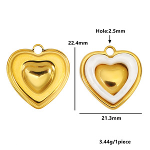 Pendentif cœur double couche en acier inoxydable plaqué or et argent pour la fabrication de boucles d'oreilles et accessoires de bijouterie - Product Image 2