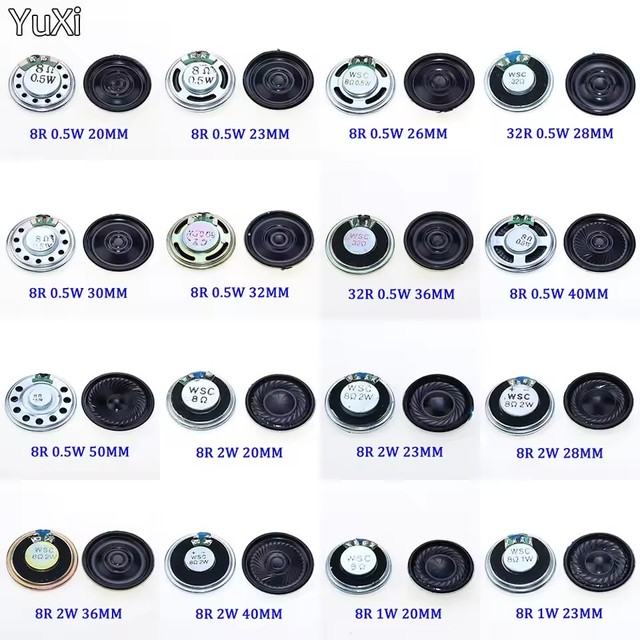 0.5W 1W 2W 8R 32R Mini Speaker 8 Ohm 32 Ohm Loud Speaker Diameter 20mm 23mm 26mm 28mm 30mm 32mm 36mm 40mm 50mm Loudspeaker