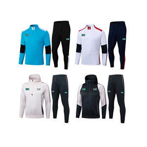 دائم وجودة عالية طبقات مزدوجة مخيط نصف سحاب التدريب كرة القدم ارتداء طويلة الأكمام المسار أعلى والركبة السراويل المسلحة - Product Image 1