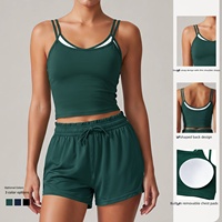 Ensemble de yoga deux pièces respirant et très élastique avec pantalon de cyclisme et gilet style bretelles pour sports de plein air
