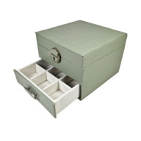 Boîte de rangement pour bijoux de luxe LG7316, rectangulaire, pour la maison, en cuir PU, avec tiroir, grande taille, faite à la main, pour bagues, boucles d'oreilles, colliers