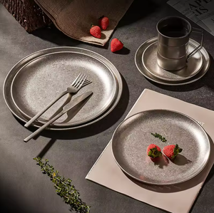 Retro Paslanmaz Çelik Tabak Buzlu Yuvarlak 304 Paslanmaz Çelik Yemek Tabağı Meyve Salatası Tepsisi Kamp Açık Hava Tabak Seti - Product Image 5