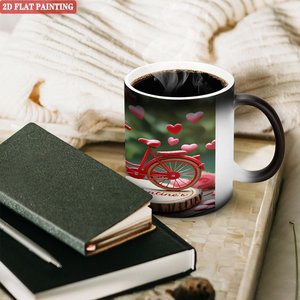Taza de Sublimación que Cambia de Color con Calor, Negra Esmerilada, 11 oz, Cerámica, Taza en Blanco para DIY, Diseño para el Día de San Valentín - Product Image 3