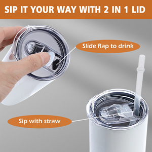 Paquete de 25 vasos rectos de sublimación de 20 oz, de acero inoxidable de doble pared, con popote de plástico, listos para enviar desde almacén de EE. UU. - Product Image 3