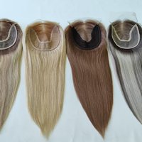 Topper Rambut Manusia Premium 6*7 Hybrid Silk Top Dengan Wefts & PU Edge, Hairpiece Alami Seperti Kulit Kepala Asli untuk Pemasok Salon Rambut