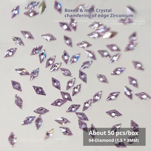Venta al por mayor de fábrica: Zirconia morada de base plana para decoración de uñas, diamantes brillantes, mini decoración de uñas, cabujón en forma de lágrima para decoración de uñas. - Product Image 4