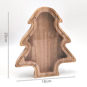 Tirelire en bois Ampersand 18x15cm, design transparent, cadeau de dépose d'économies, décoration - Product Image 2