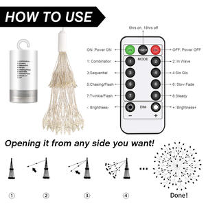 <span class=keywords><strong>Bleu</strong></span> Blanc Feu D'artifice LED Fil <span class=keywords><strong>De</strong></span> Cuivre Guirlande Lumineuse Suspendus Starburst Fée Lumières pour La Fête <span class=keywords><strong>De</strong></span> Noël Jardin Décoration Extérieure - Product Image 4