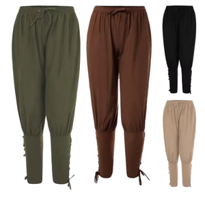 Pantalones de Pirata Edoor para Hombre, Disfraz Medieval Renacentista Gótico, Lino/Algodón Teñido, Impermeables, con Múltiples Bolsillos - Product Image 1