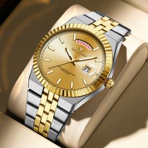 Reloj de Cuarzo Clásico de Lujo para Hombre, Caja de Aleación de Alta Calidad, Esfera de Cristal de Acero Inoxidable, Resistente al Agua, Brazalete Dorado - Product Image 5