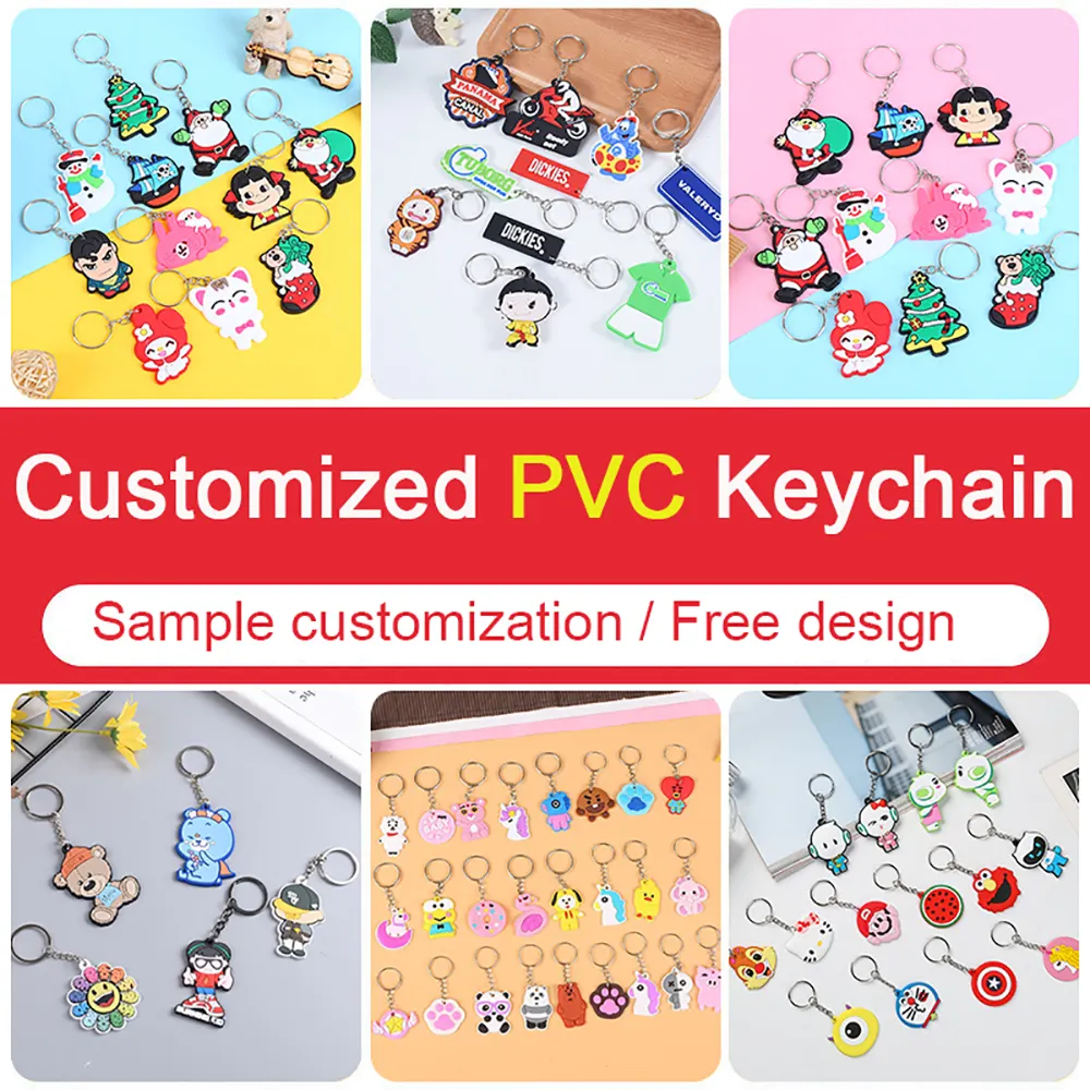 Nhà Máy Tùy Chỉnh Thiết Kế Mềm PVC Keychain Phim Hoạt Hình Con Số Sanrio Pikachu Vòng Chìa Khóa 2D Cao Su PVC Móc Chìa Khóa