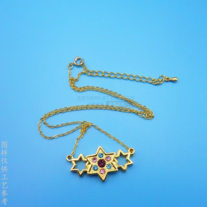 Gold <b>Star</b> Pendant Necklace With Colorful Rhinestones Hollow <b>Design</b> For Gift - Product Image 2