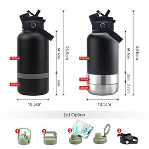Logotipo personalizado Pet Feeder Dupla Parede Pet Viagem Aço Inoxidável 3 em 1 Cão Garrafa De Água Com Recipiente De Alimento - Product Image 5