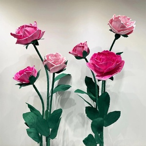 D-108 Wedding Stage Paper Flores Artesanato Decorações rosas vermelhas brancas flor gigante para decoração de janela Festa de casamento Conjunto Floral - Product Image 5