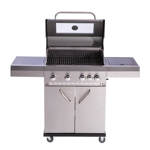 Barbecue à gaz commercial moderne à 2 brûleurs, robuste, en fer thermolaqué, blanc, sans fumée, coupe-vent, facile à assembler et avec rangement intégré - Product Image 2